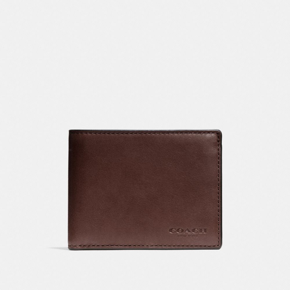 COACH 74900 SLIM BILLFOLD ID WALLET MAHOGANY