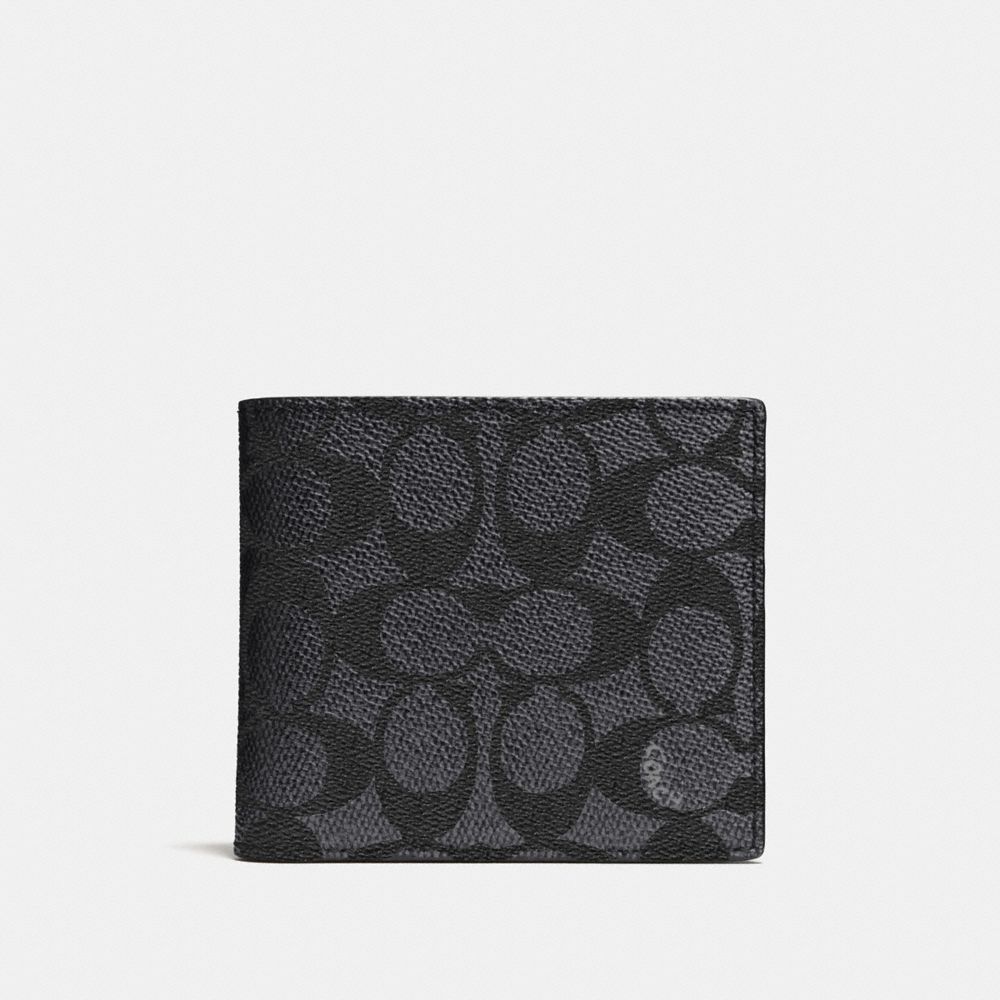 COACH 74937 - COIN WALLET IN SIGNATURE CANVAS CHARCOAL