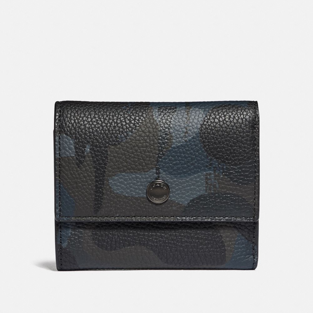 COACH 75496 Trifold Snap Wallet With Wild Beast Print NAVY