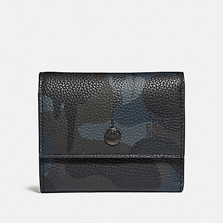 COACH 75496 TRIFOLD SNAP WALLET WITH WILD BEAST PRINT NAVY