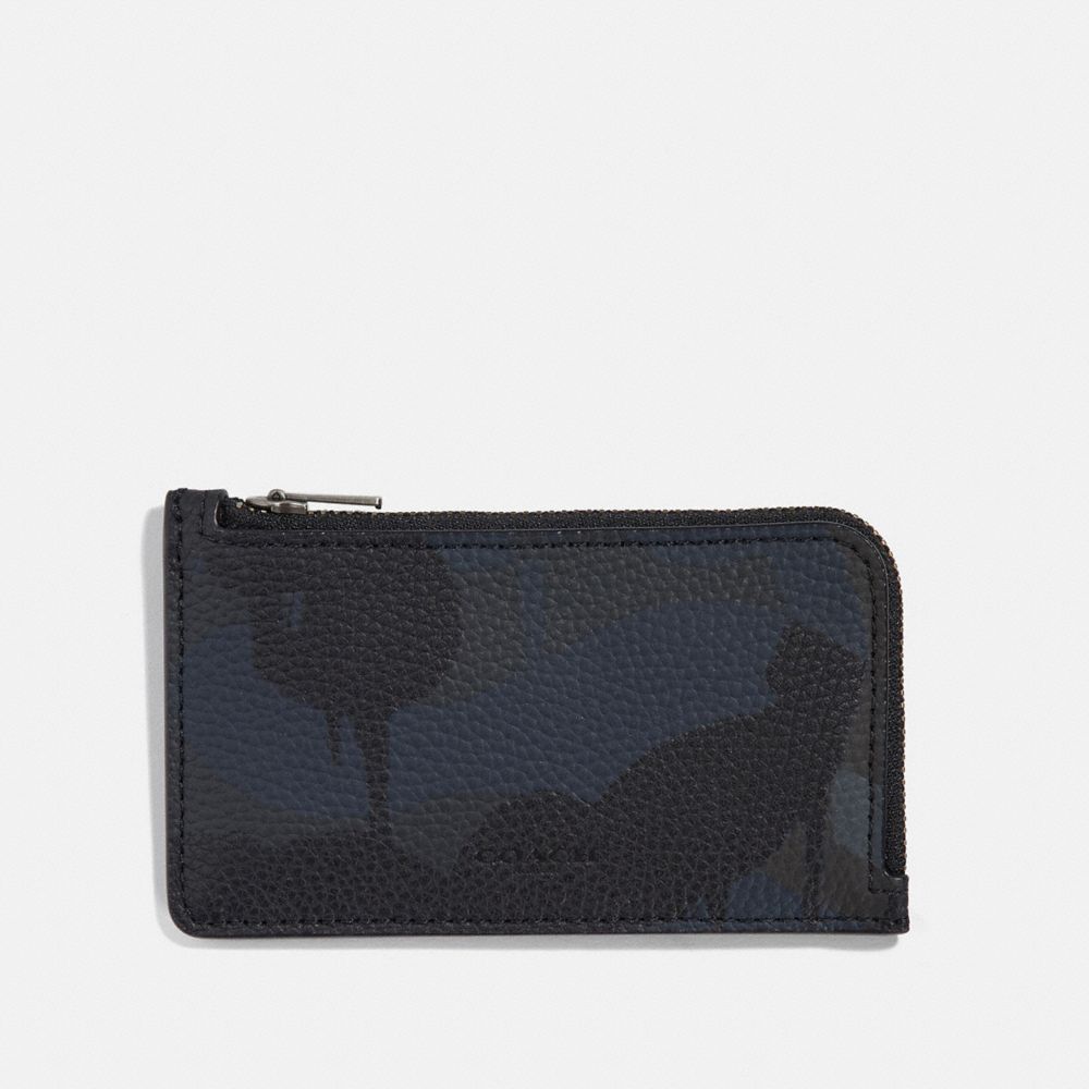 L-ZIP CARD CASE WITH WILD BEAST PRINT - NAVY - COACH 75497