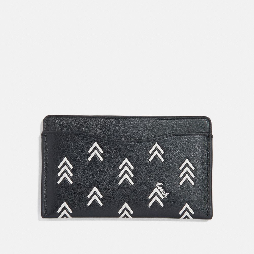 COACH 75499 SMALL CARD CASE WITH LINE ARROW PRINT BLACK/CHALK