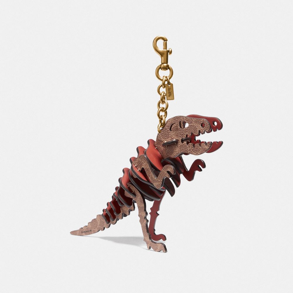 MEDIUM REXY BAG CHARM IN SIGNATURE CANVAS - 75530 - RUST/BRASS