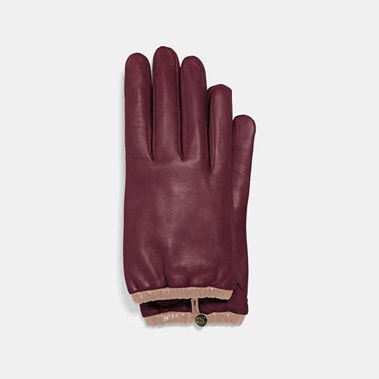 75535 - Sculpted Signature Gathered Leather Tech Gloves Vintage Mauve