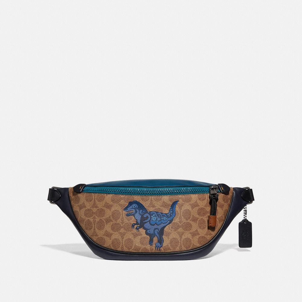 RIVINGTON BELT BAG IN SIGNATURE CANVAS WITH REXY BY ZHU JINGYI - KHAKI/BLACK COPPER - COACH 75591