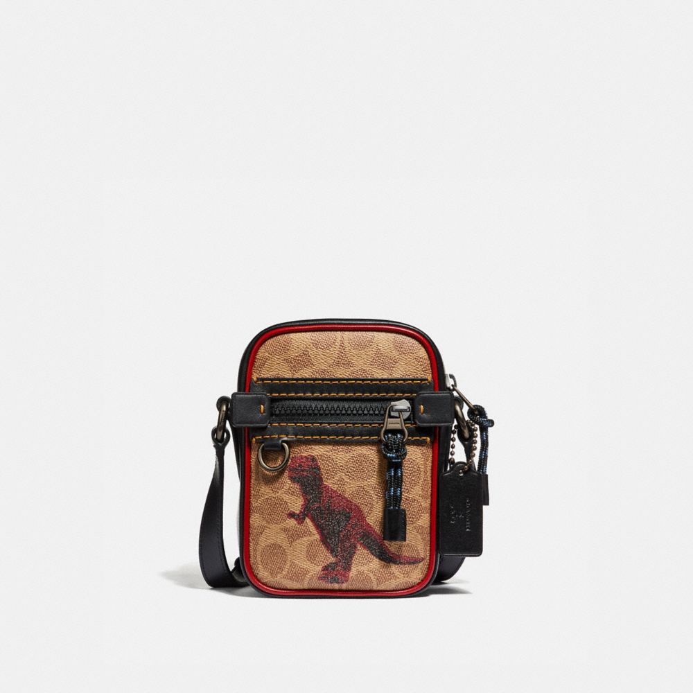 COACH 75595 DYLAN 10 IN SIGNATURE CANVAS WITH REXY BY SUI JIANGUO KHAKI/BLACK COPPER