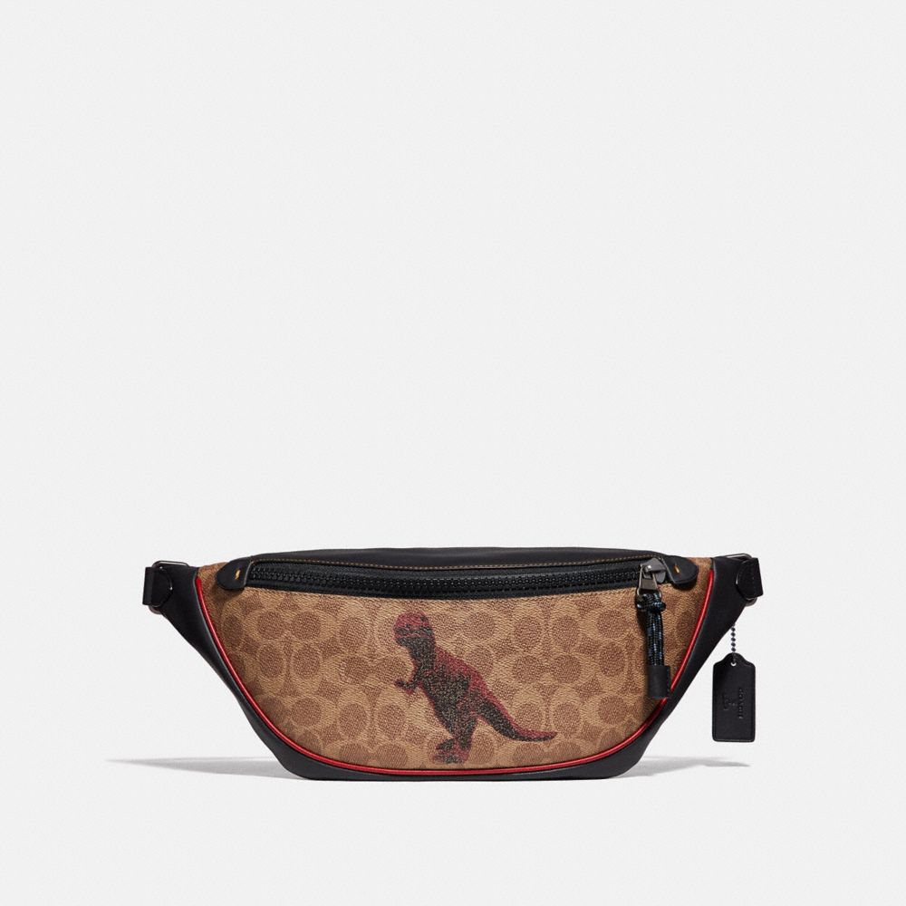 COACH 75596 - RIVINGTON BELT BAG IN SIGNATURE CANVAS WITH REXY BY SUI JIANGUO KHAKI/BLACK COPPER