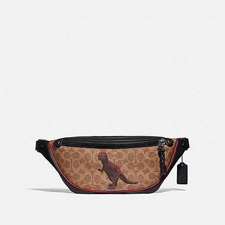 COACH 75596 RIVINGTON BELT BAG IN SIGNATURE CANVAS WITH REXY BY SUI JIANGUO KHAKI/BLACK-COPPER