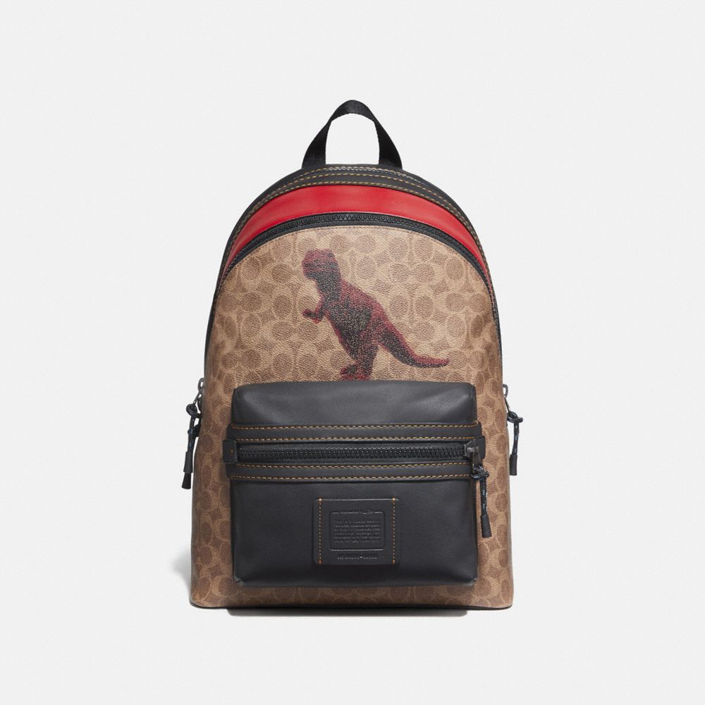COACH 75597 - ACADEMY BACKPACK IN SIGNATURE CANVAS WITH REXY BY SUI JIANGUO KHAKI/BLACK COPPER