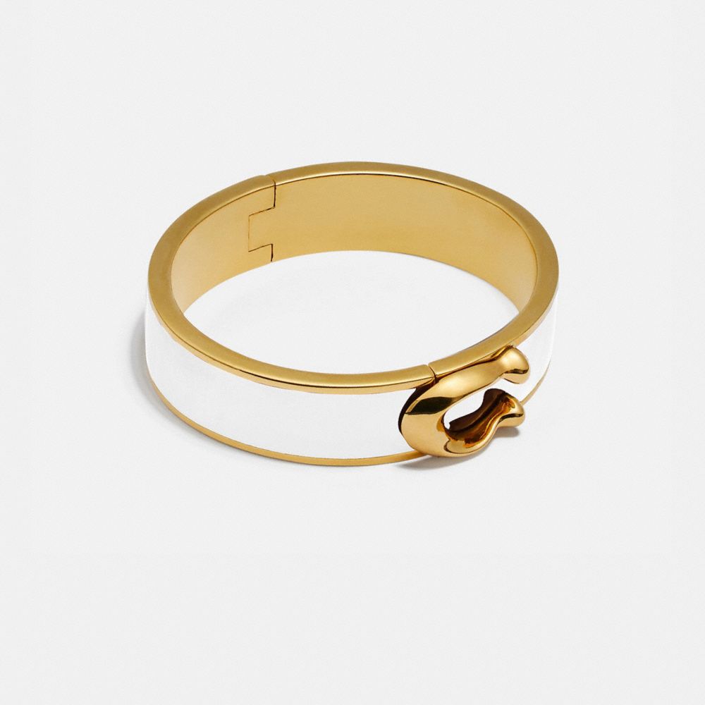 Signature Large Hinged Bangle - 75780 - Gold/Chalk