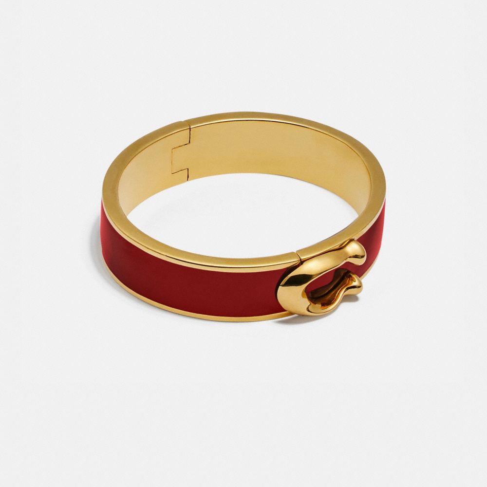 COACH 75780 - Signature Large Hinged Bangle GOLD/RED