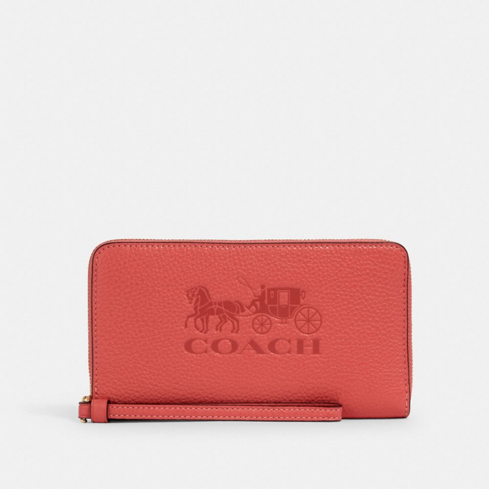 JES LARGE PHONE WALLET - IM/BRIGHT CORAL - COACH 75908