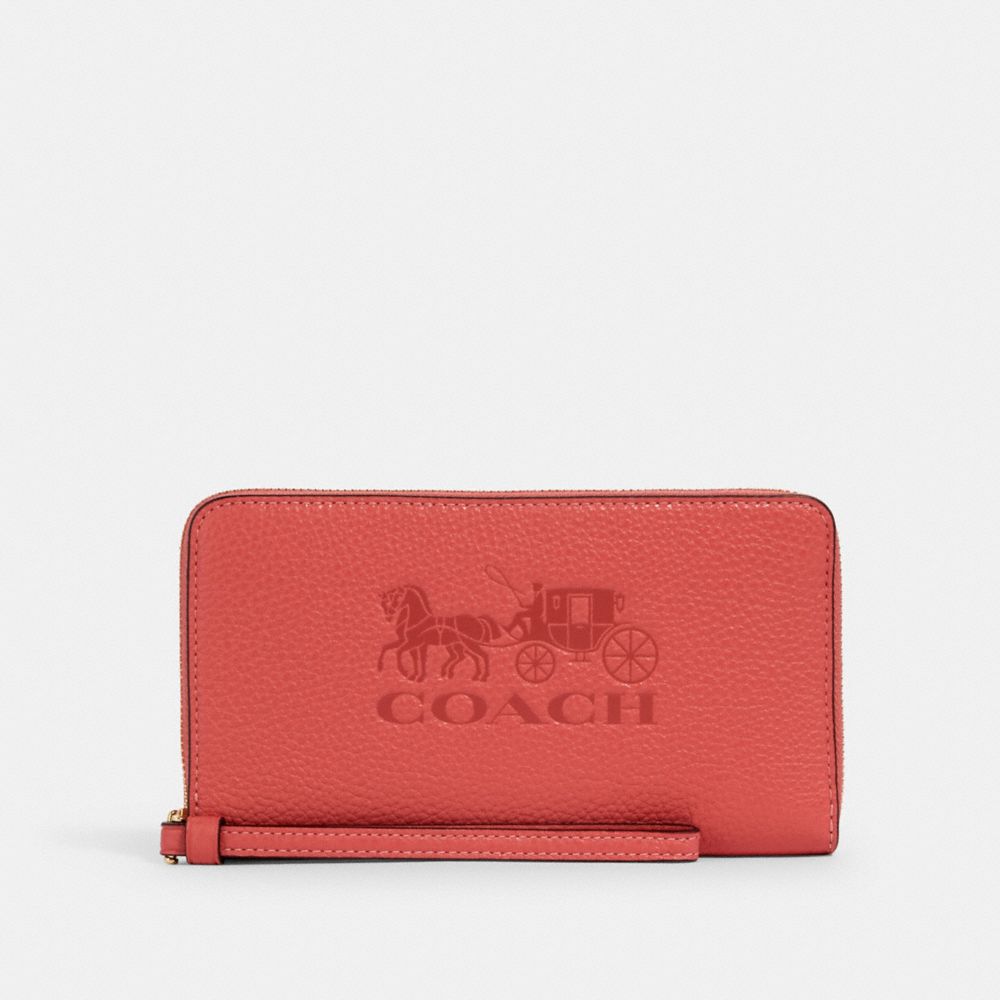 COACH 75908 JES LARGE PHONE WALLET IM/BRIGHT CORAL