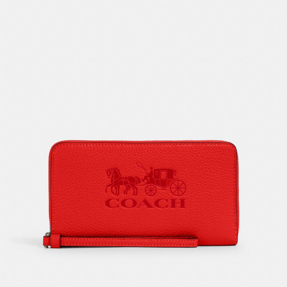 JES LARGE PHONE WALLET WITH HORSE AND CARRIAGE - QB/MIAMI RED - COACH 75908