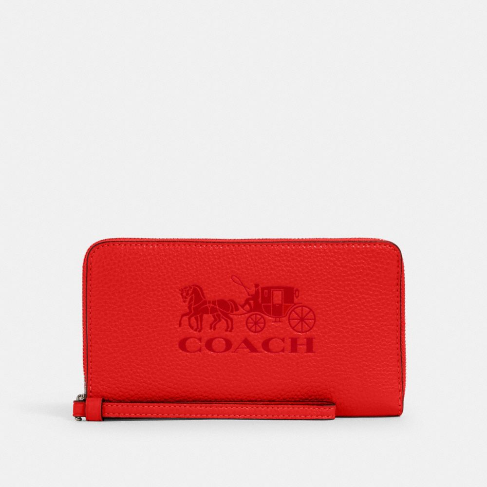 COACH 75908 JES LARGE PHONE WALLET WITH HORSE AND CARRIAGE QB/MIAMI RED