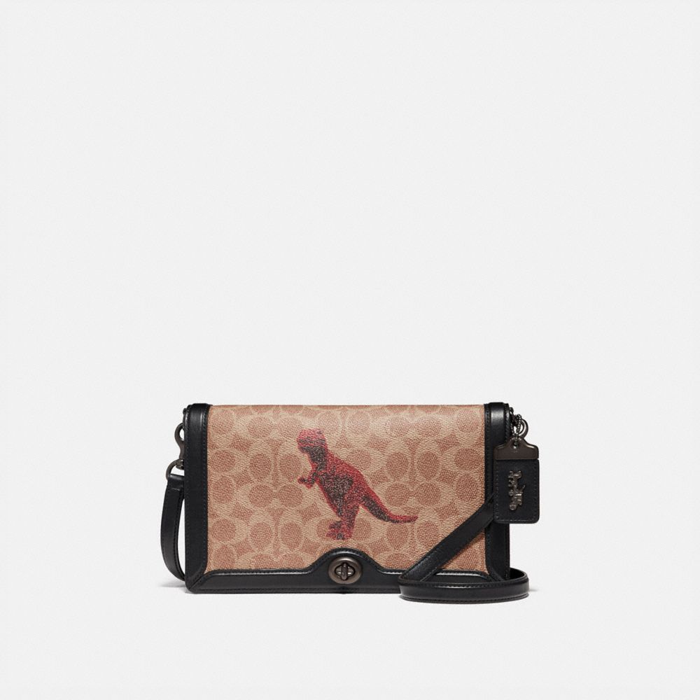 COACH 76012 RILEY IN SIGNATURE CANVAS WITH REXY BY SUI JIANGUO V5/TAN BLACK