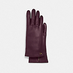 SCULPTED SIGNATURE LEATHER TECH GLOVES - 76014 - BURGUNDY