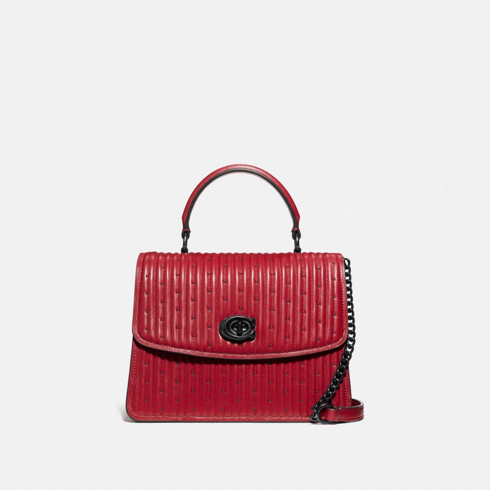 COACH PARKER TOP HANDLE WITH QUILTING AND RIVETS - V5/RED APPLE - 76028