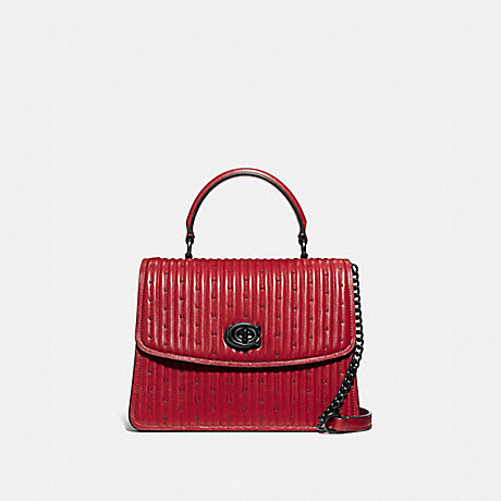COACH 76028 PARKER TOP HANDLE WITH QUILTING AND RIVETS V5/RED APPLE