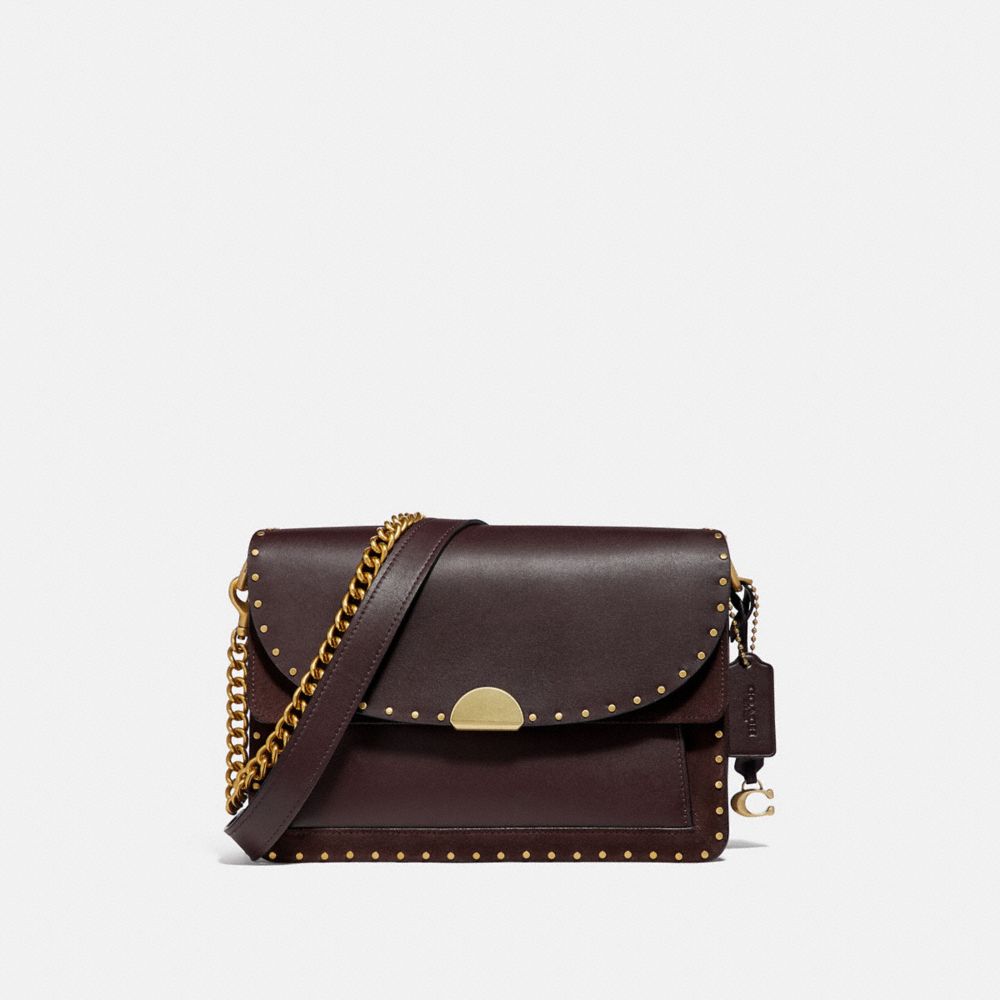 DREAMER SHOULDER BAG WITH RIVETS - 76045 - B4/OXBLOOD