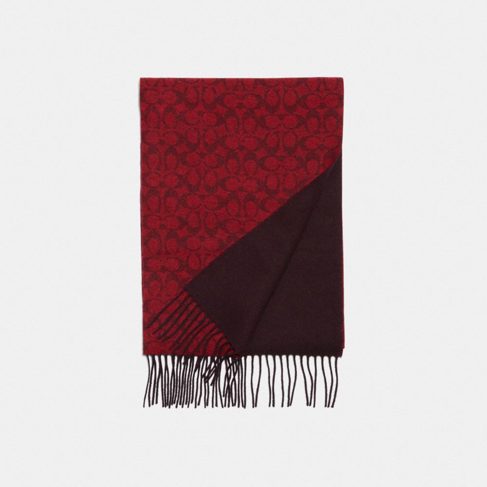 COACH 76057 Signature Scarf OXBLOOD/BRIGHT CARDINAL