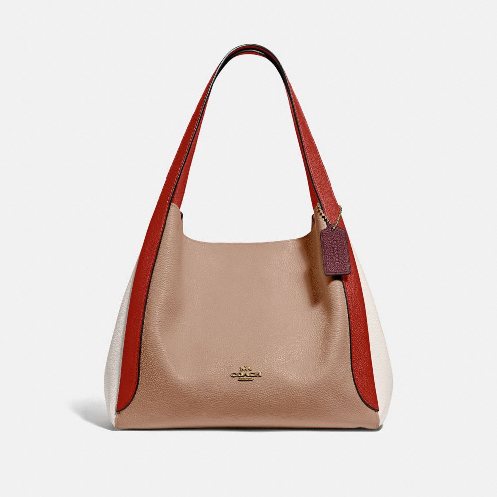 COACH 76088 Hadley Hobo In Colorblock GD/TAUPE RED SAND MULTI