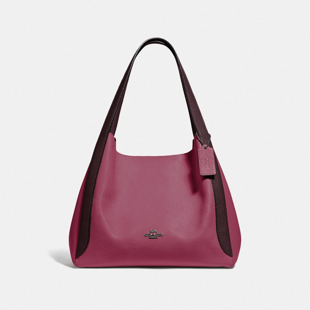 Coach Hadley Taffy Cherry Multi Colorblock Polished Pebble Leather Hobo  (76088)