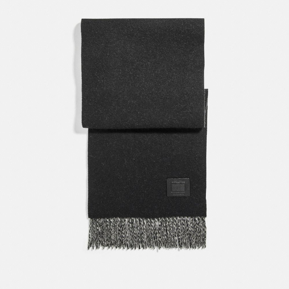 SIGNATURE SOLID CASHMERE MUFFLER - BLACK/GREY - COACH 76090