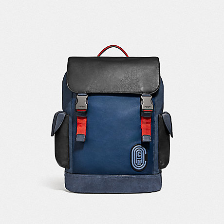 COACH 76136 Rivington Backpack In Colorblock With Coach Patch BLACK-COPPER/TRUE-BLUE-MULTI