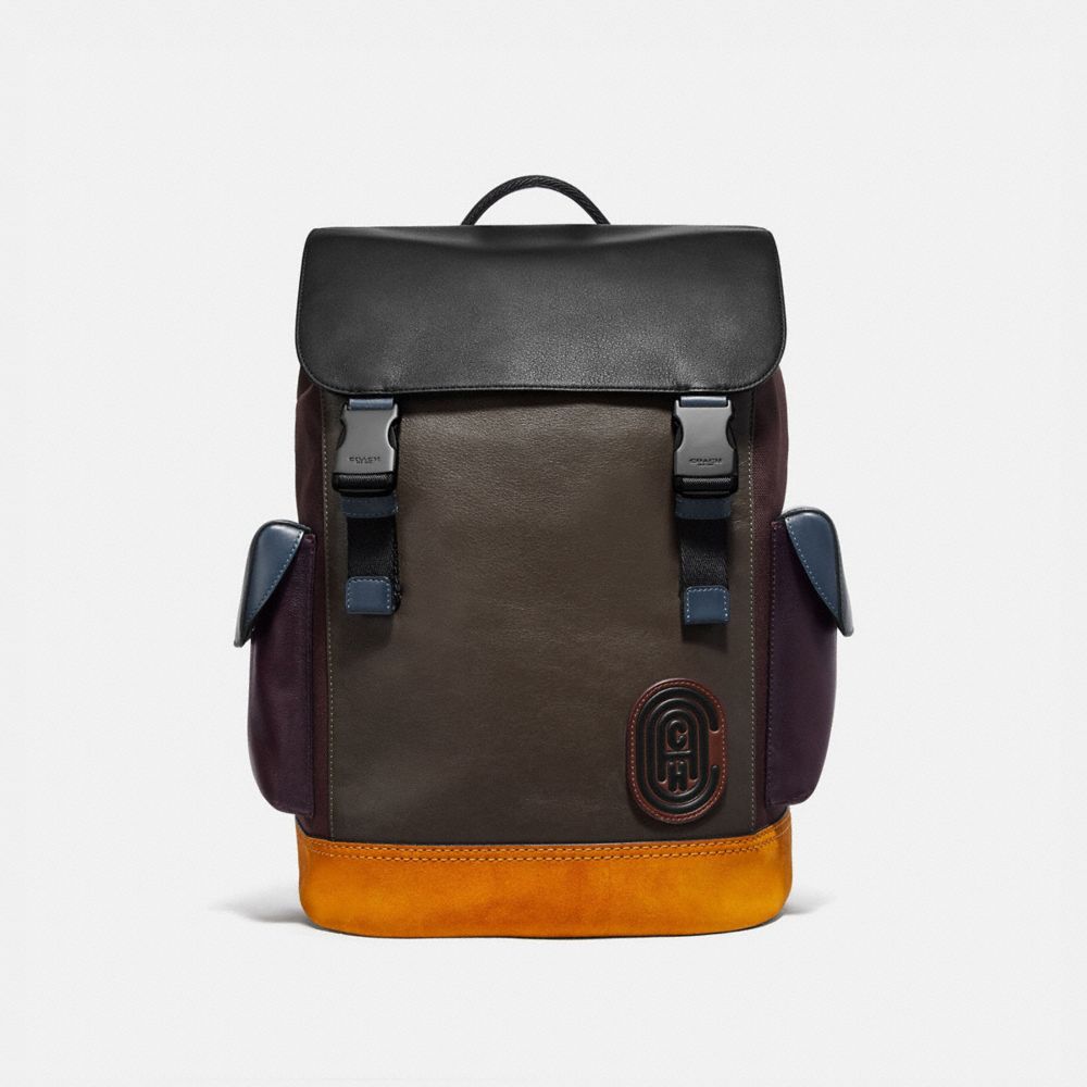 RIVINGTON BACKPACK IN COLORBLOCK WITH COACH PATCH - 76138 - MOSS MULTI/BLACK COPPER