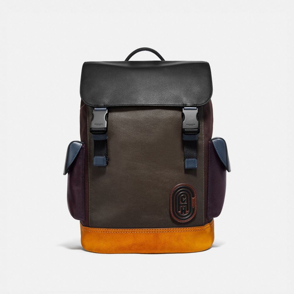 COACH 76138 Rivington Backpack In Colorblock With Coach Patch MOSS MULTI/BLACK COPPER