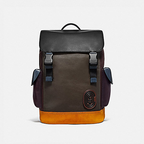 COACH RIVINGTON BACKPACK IN COLORBLOCK WITH COACH PATCH - MOSS MULTI/BLACK COPPER - 76138