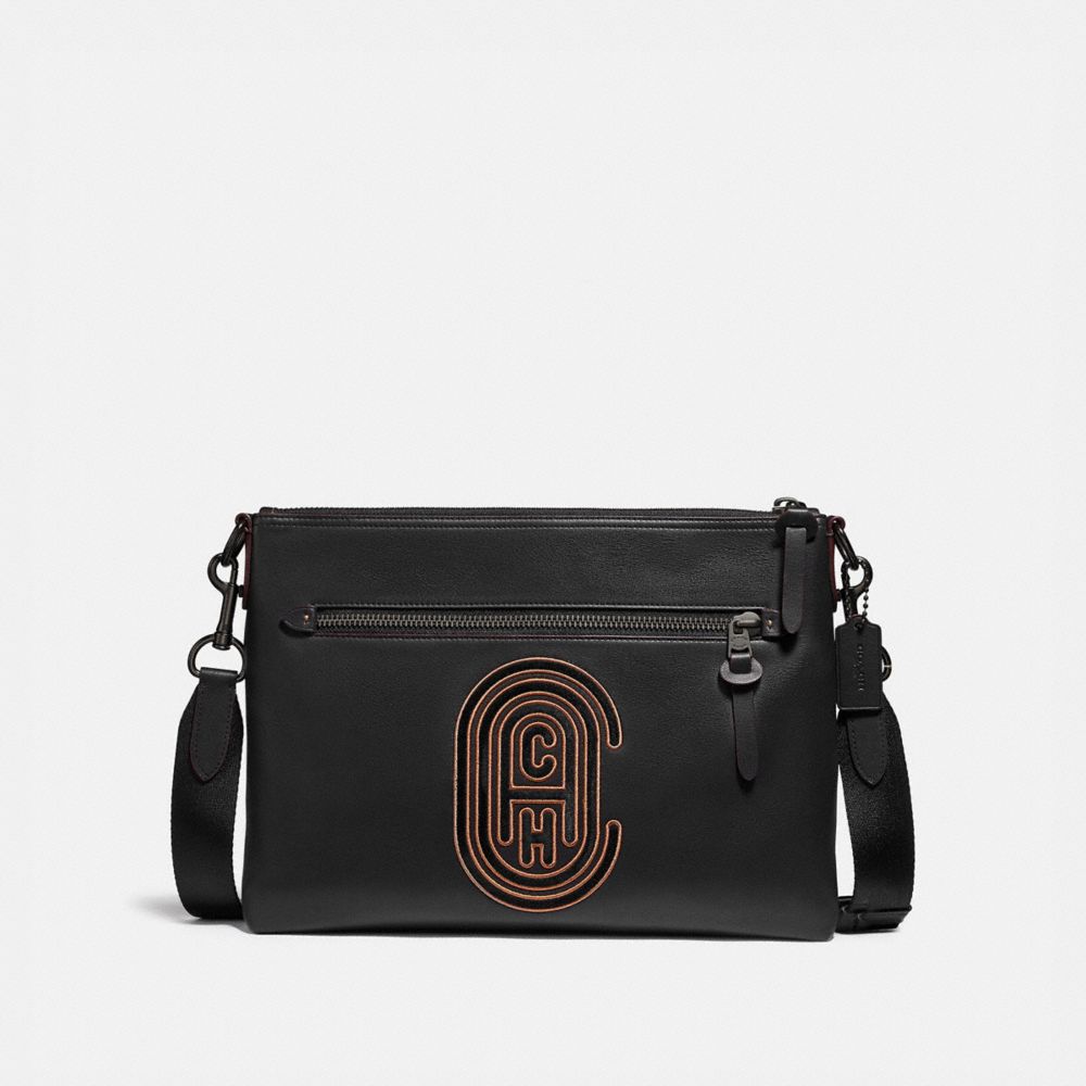 COACH 76147 Rivington Messenger With Coach Patch BLACK/BLACK COPPER