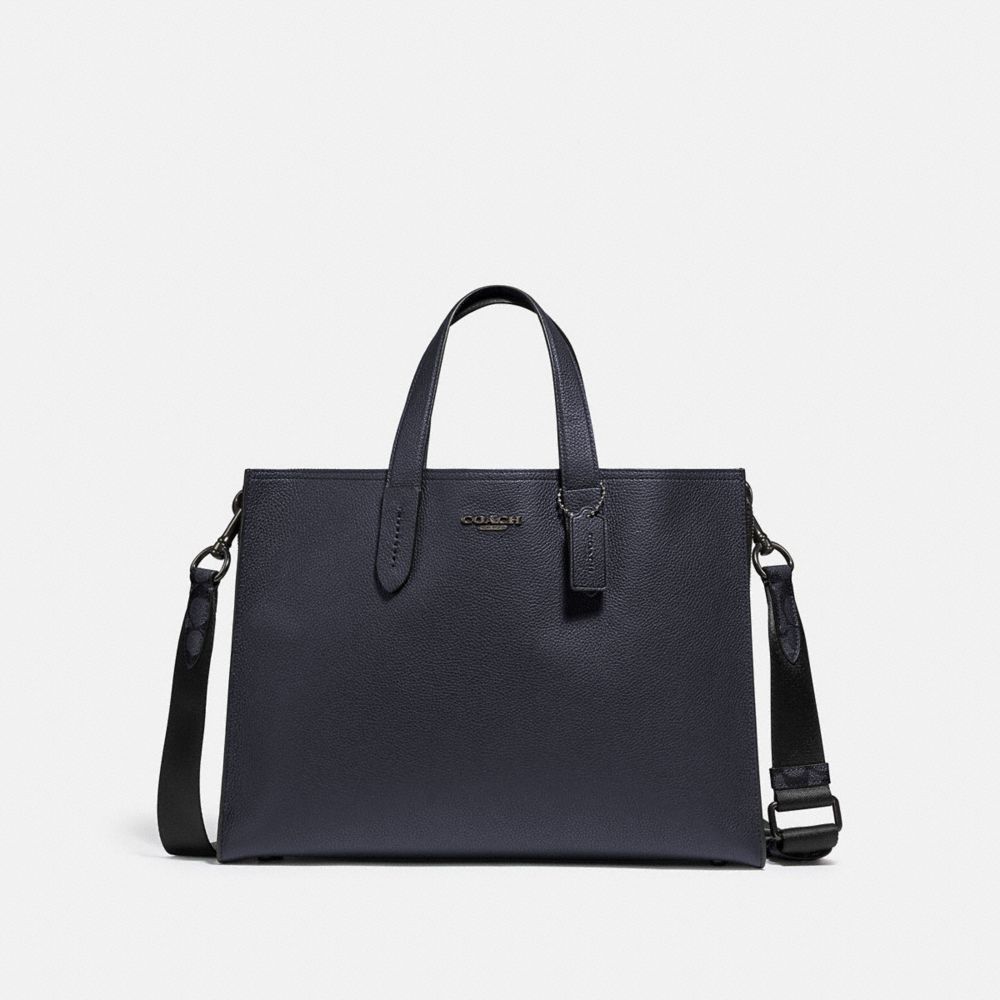 COACH 76201 CHARLIE BRIEF WITH SIGNATURE CANVAS BLOCKING JI/MIDNIGHT-NAVY/CHARCOAL