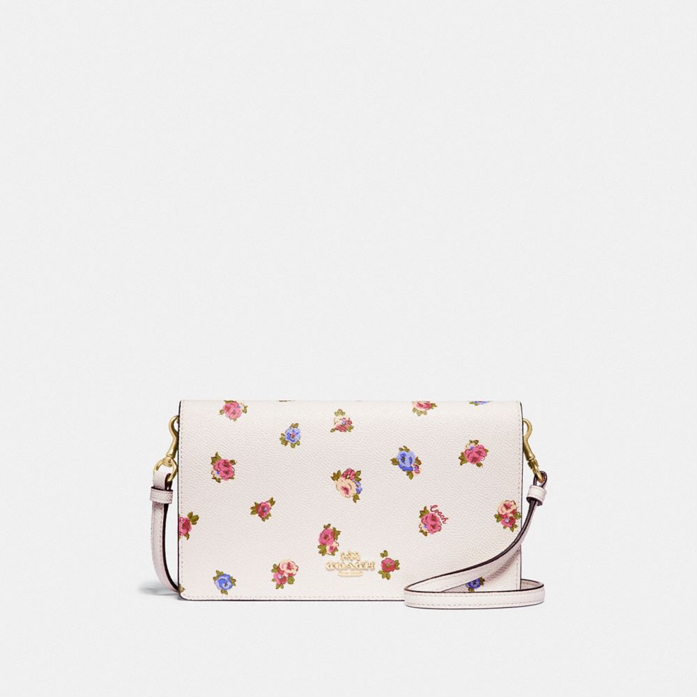 COACH 76211 - HAYDEN FOLDOVER CROSSBODY CLUTCH WITH VINTAGE ROSEBUD PRINT CHALK MULTI/GOLD