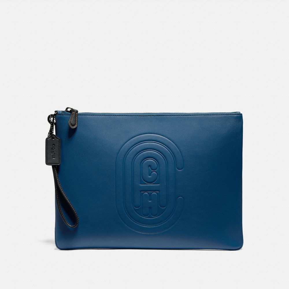 COACH 76233 - POUCH 30 WITH COACH PATCH TRUE BLUE