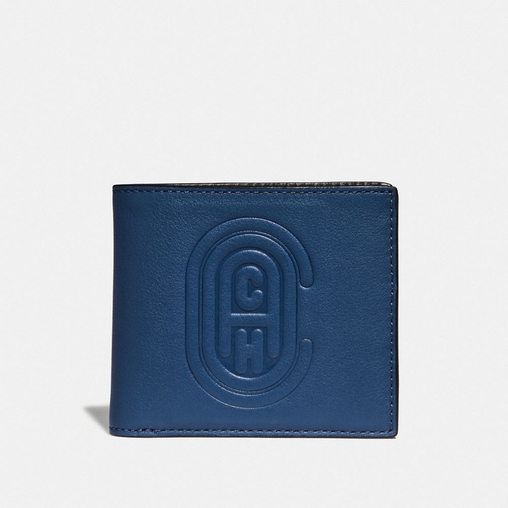 COACH 76235 Double Billfold Wallet With Coach Patch TRUE BLUE