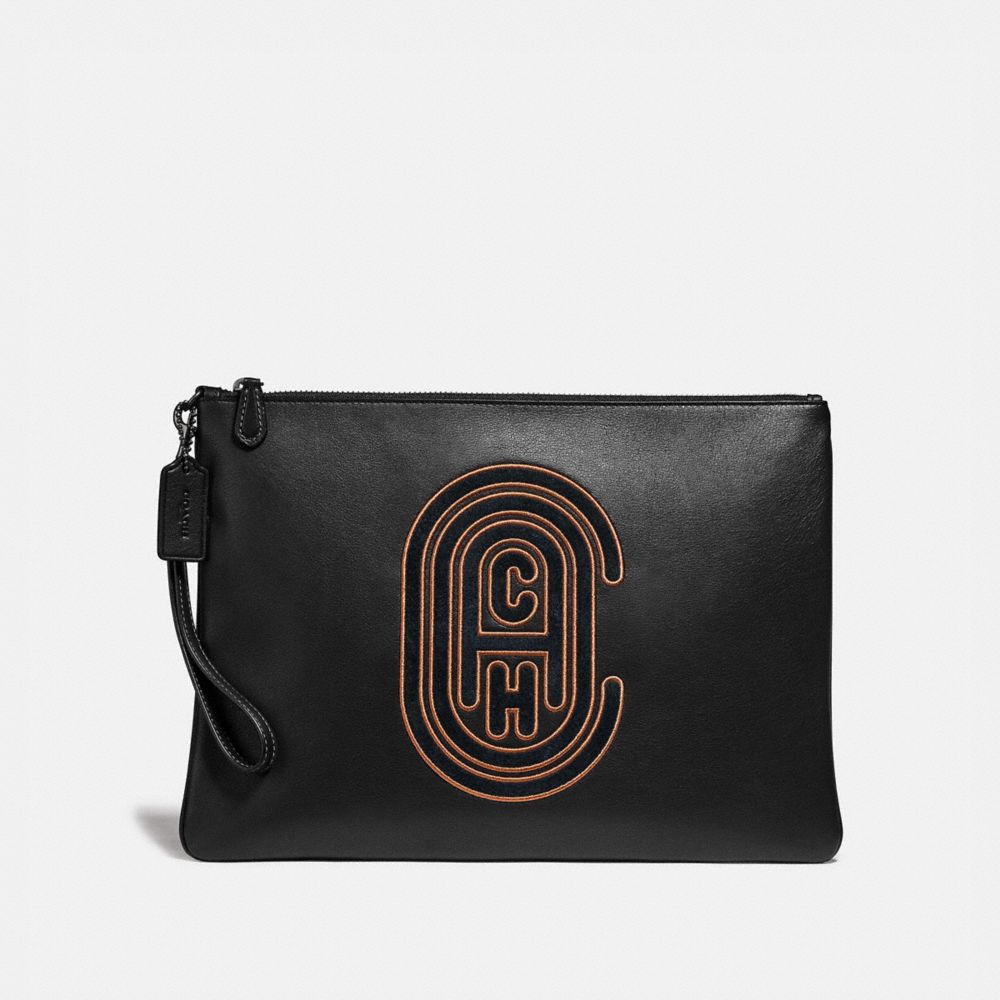POUCH 30 WITH COACH PATCH - BLACK - COACH 76244