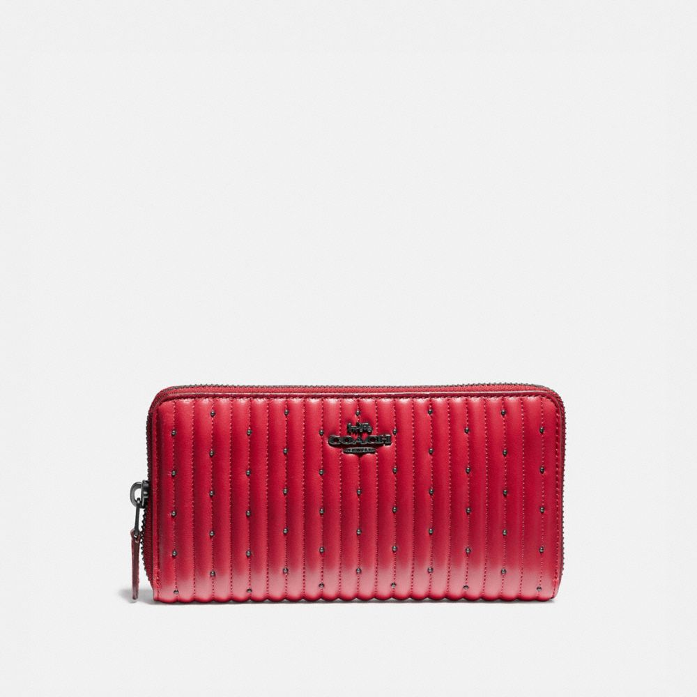 COACH 76273 - ACCORDION ZIP WALLET WITH QUILTING AND RIVETS V5/RED APPLE