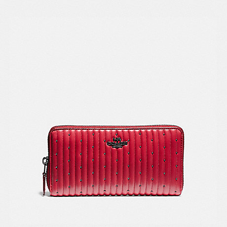 COACH 76273 ACCORDION ZIP WALLET WITH QUILTING AND RIVETS V5/RED APPLE
