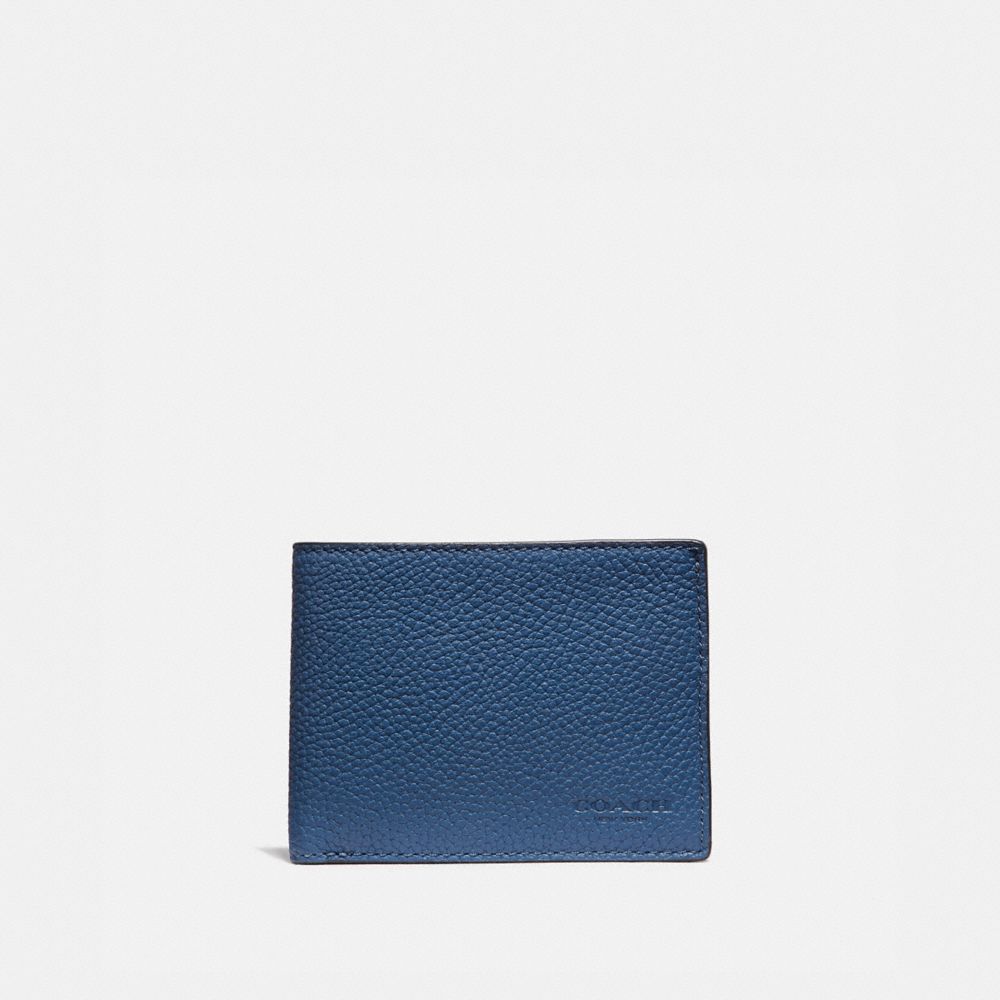 COACH SLIM BILLFOLD WALLET IN COLORBLOCK - TRUE BLUE - 76296