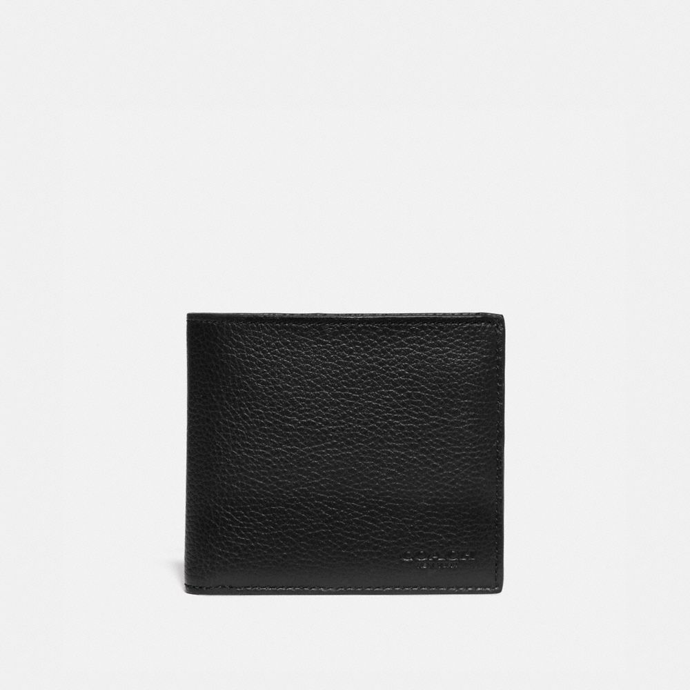 DOUBLE BILLFOLD WALLET WITH SIGNATURE CANVAS BLOCKING - BLACK/KHAKI - COACH 76311