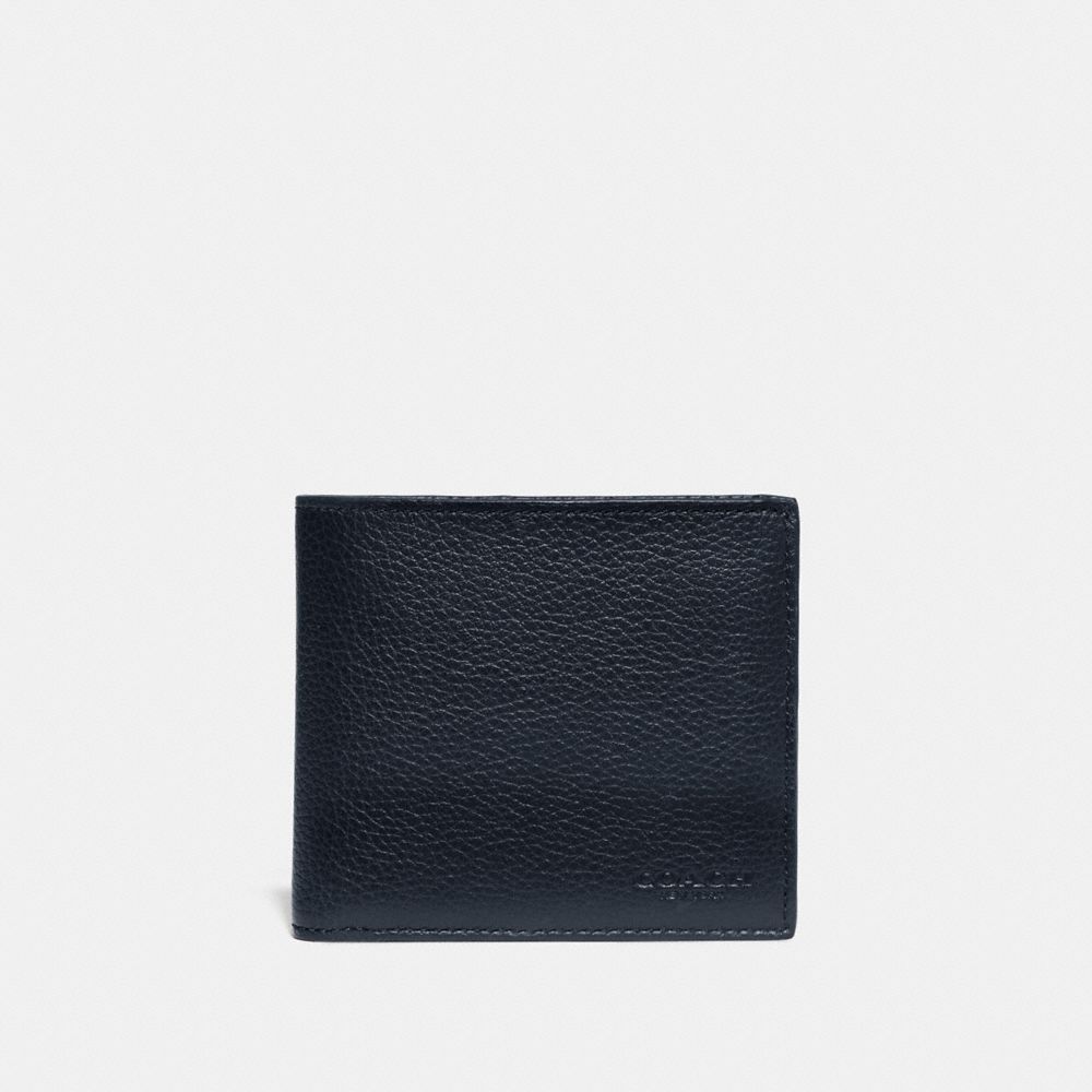 COACH 76311 - DOUBLE BILLFOLD WALLET WITH SIGNATURE CANVAS BLOCKING MIDNIGHT/CHARCOAL