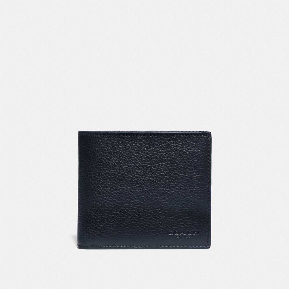 COACH 76311 DOUBLE BILLFOLD WALLET WITH SIGNATURE CANVAS BLOCKING MIDNIGHT/CHARCOAL