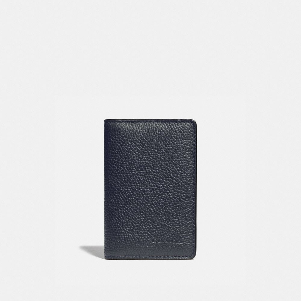 COACH 76313 Card Wallet With Signature Canvas Blocking MIDNIGHT/CHARCOAL