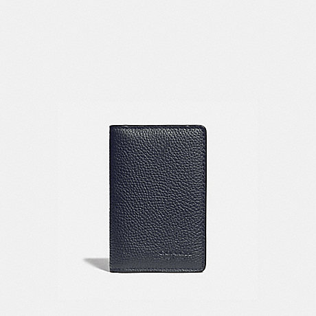 COACH CARD WALLET WITH SIGNATURE CANVAS BLOCKING - MIDNIGHT/CHARCOAL - 76313