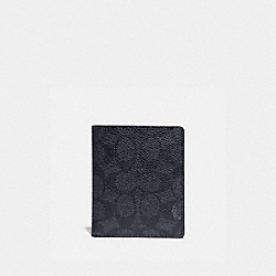 SLIM WALLET WITH SIGNATURE CANVAS BLOCKING - CHARCOAL SIGNATURE MULTI - COACH 76339