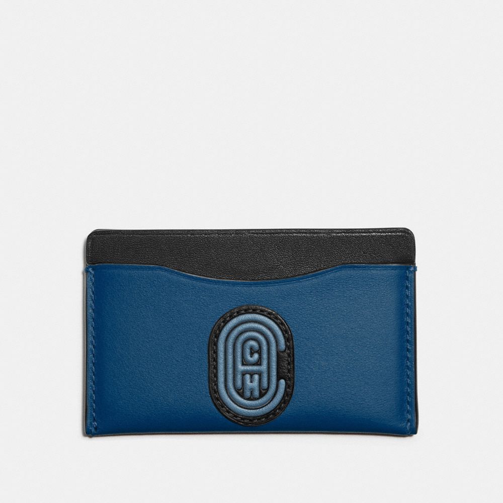 COACH 76342 Small Card Case In Colorblock With Coach Patch TRUE BLUE MULTI