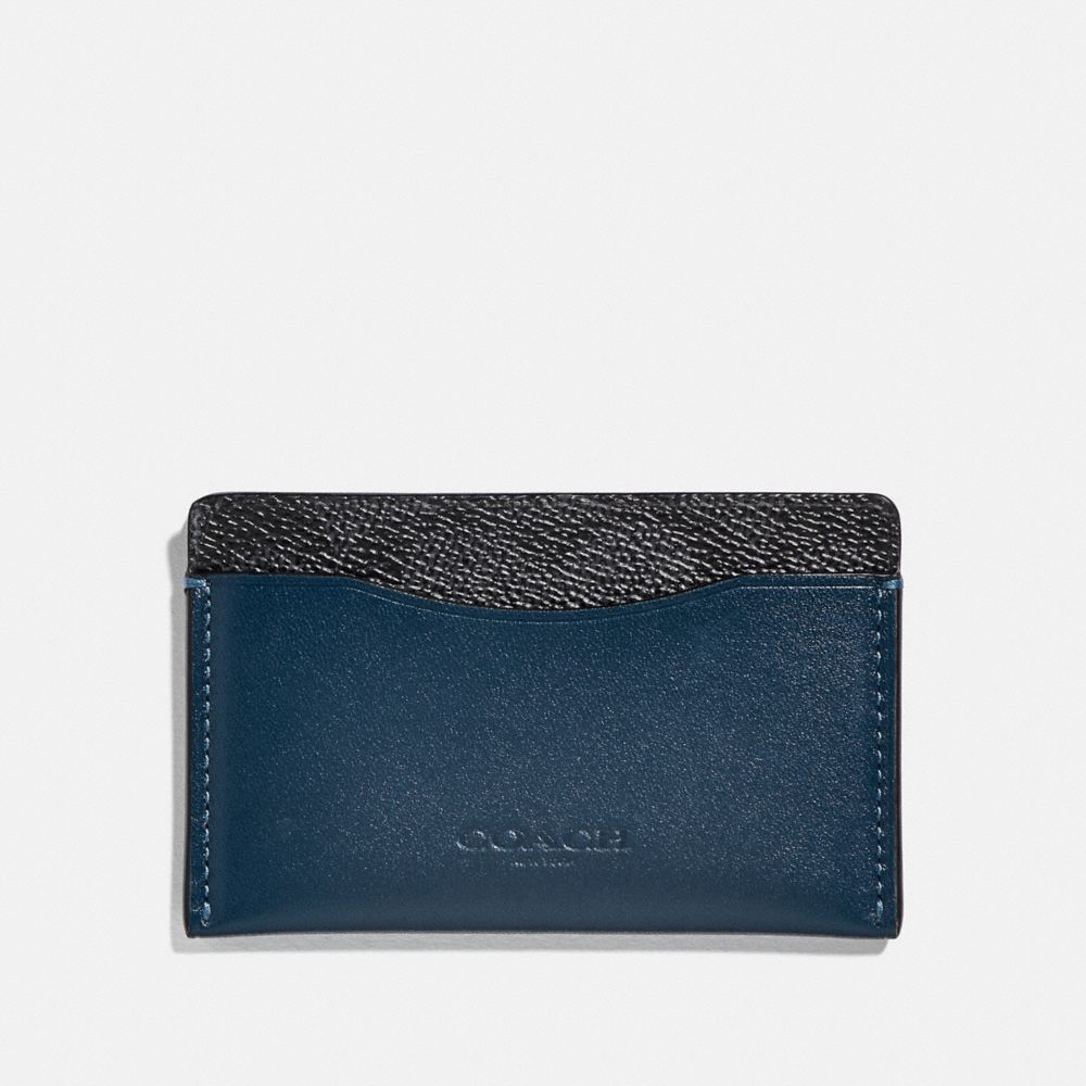 COACH 76343 Small Card Case With Signature Canvas Blocking CHARCOAL SIGNATURE MULTI