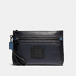 Academy Pouch With Signature Canvas Blocking - CHARCOAL SIGNATURE MULTI - COACH 76346